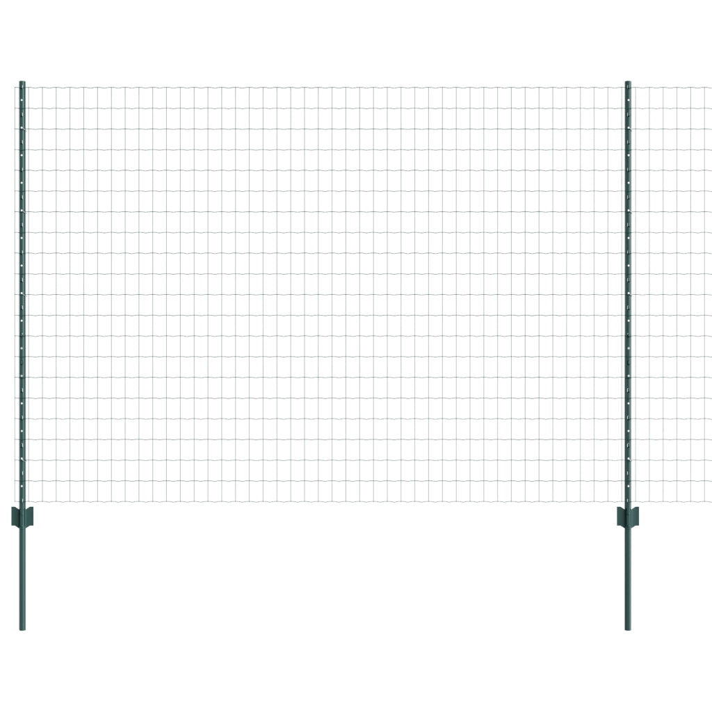 Recinzione Euro con 5 Pali a U Verde 1.5x10 m Acciaio