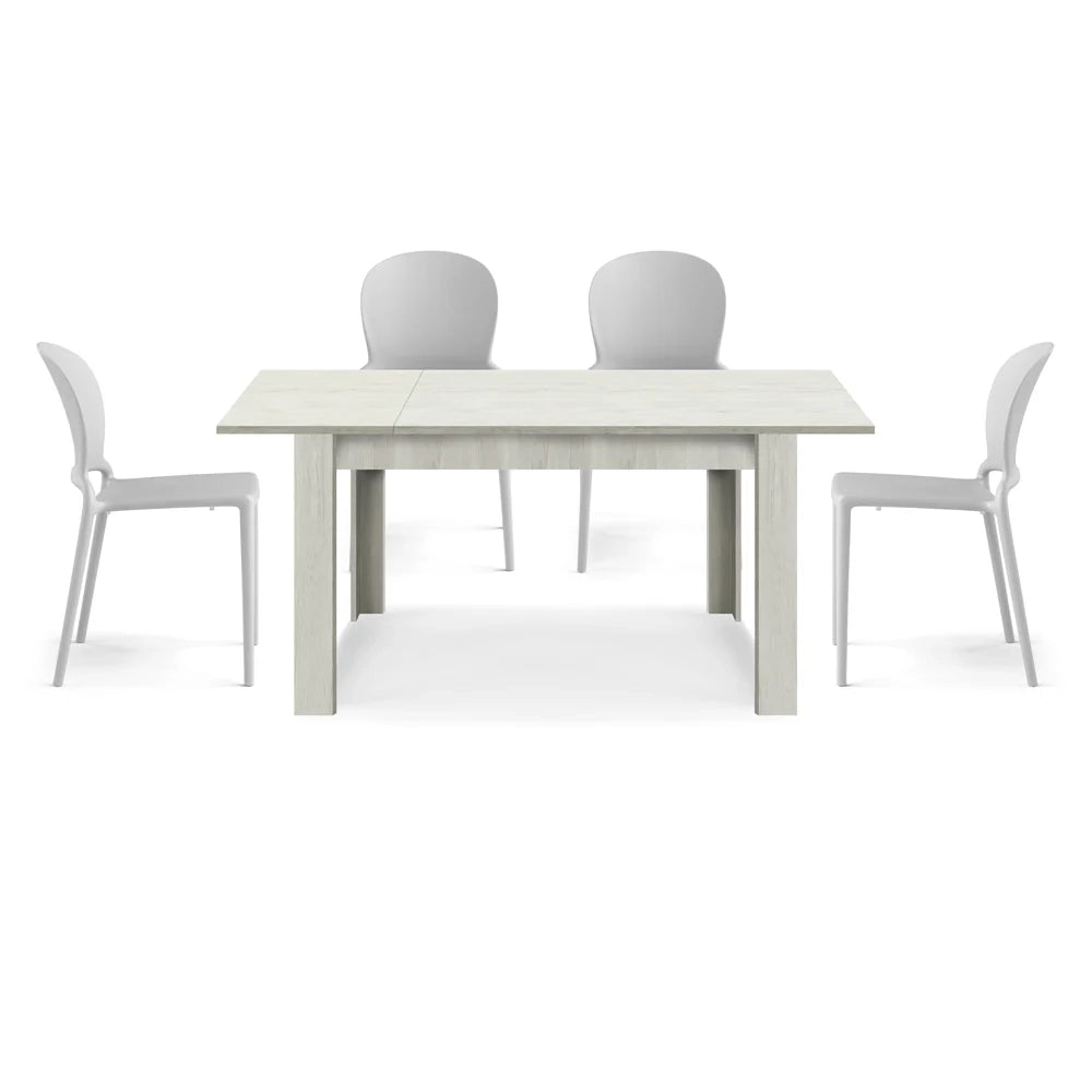 Tavolo allungabile da pranzo Olmo Gesso 110x70 fino a 150 cm modello N1 MADE IN ITALY design moderno ideale per cucina, soggiorno e sala da pranzo