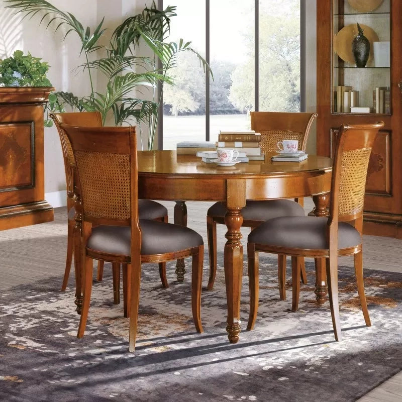 Tavolo rotondo allungabile legno massello bassano 140x140x78 - Mobili 2G