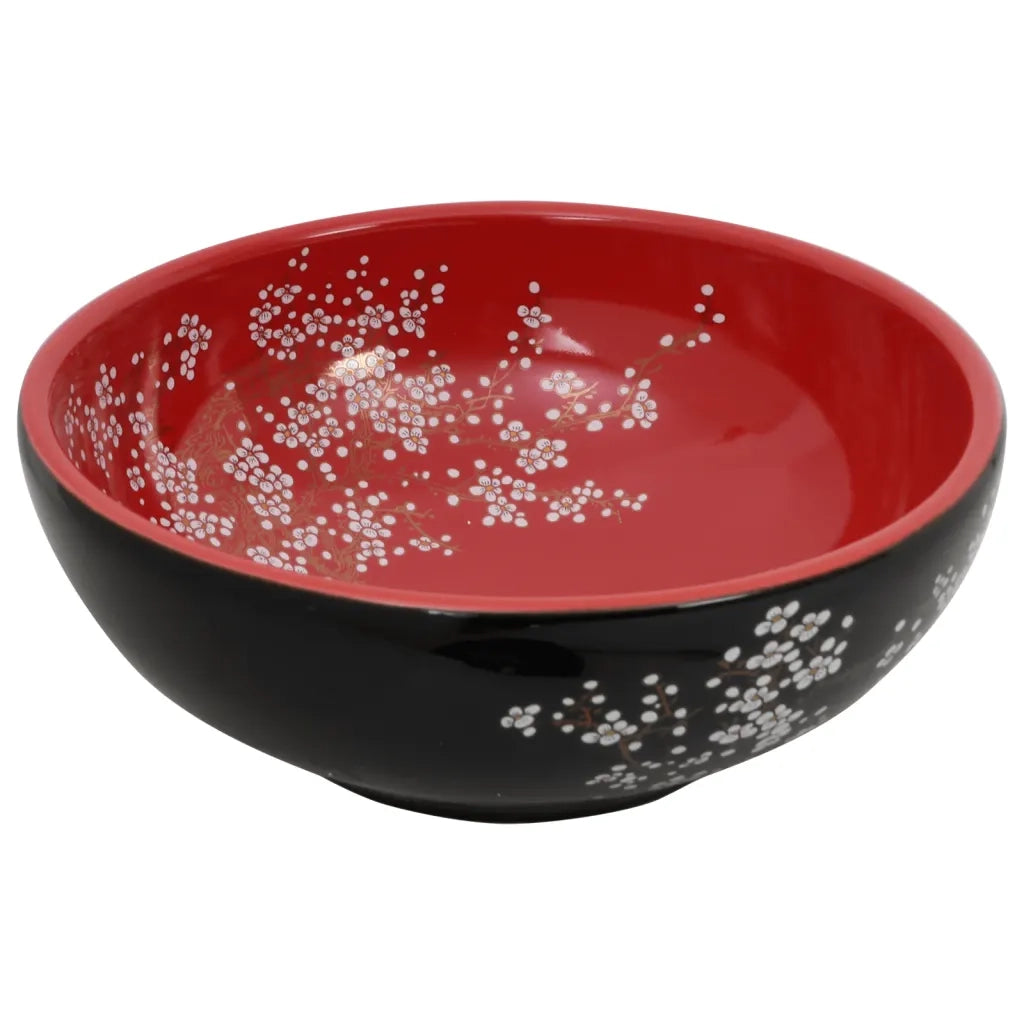 Lavabo da Appoggio Nero e Rosso Rotondo ¦µ41x14 cm Ceramica CFW2875939