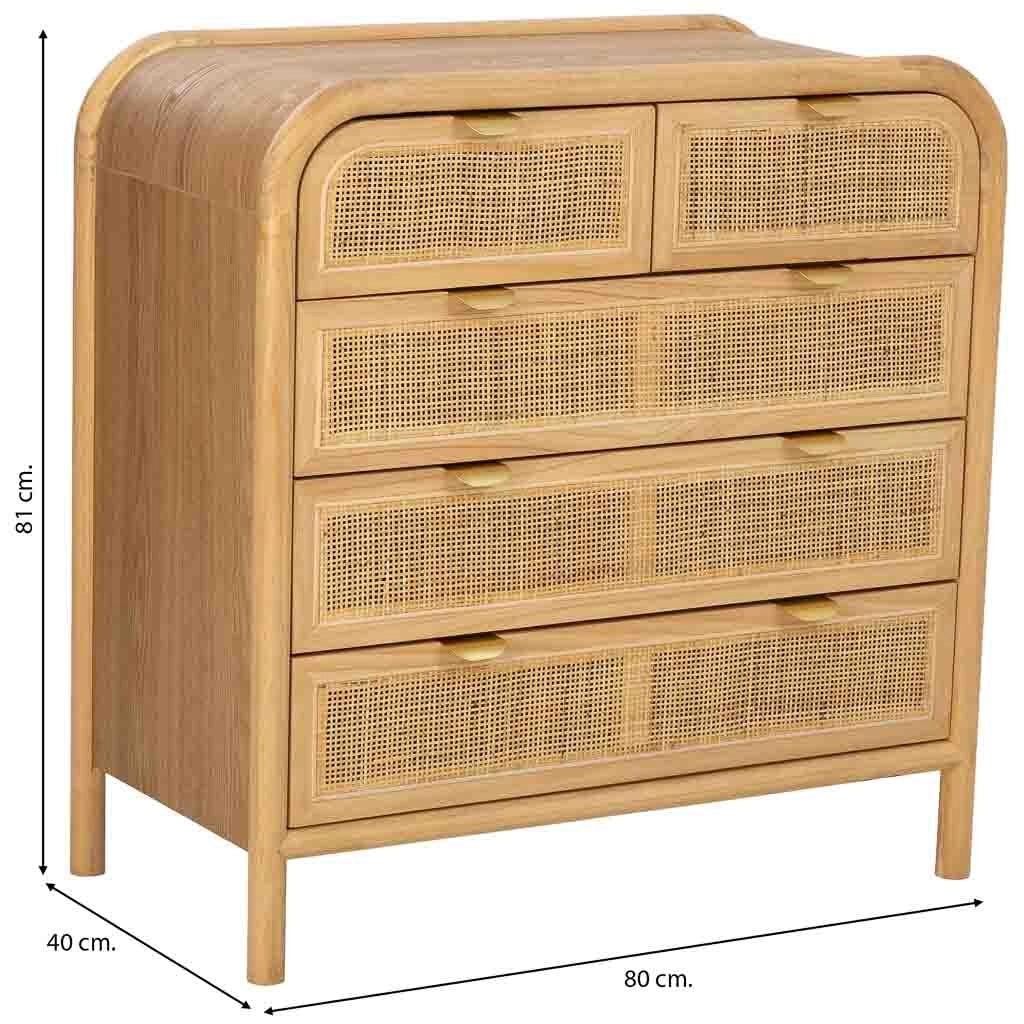 Cassettone in legno e rattan marrone 80x40x81h cm