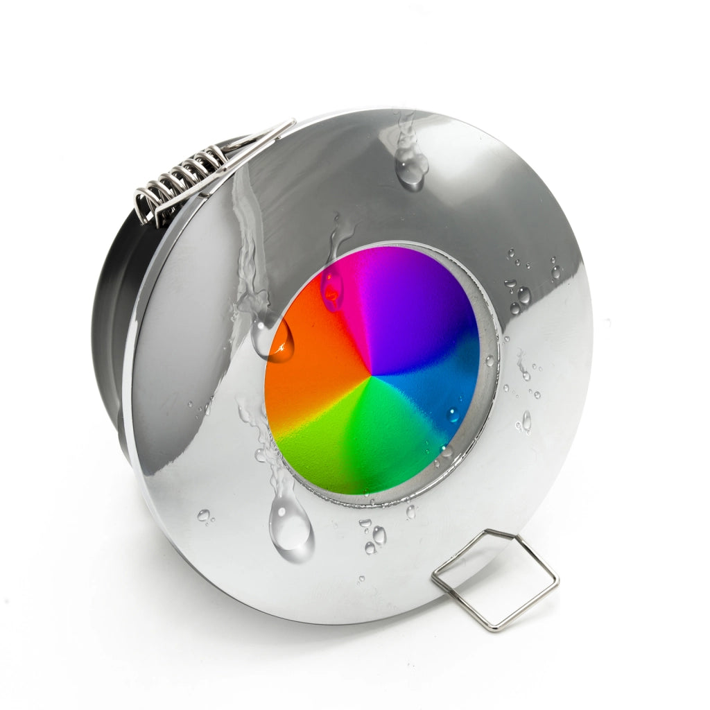 Faretto incasso cromoterapia IP65 LED 6W GU10 box doccia lampada luce multicolore 230V RGB 6000K COLORE SILVER CROMATO