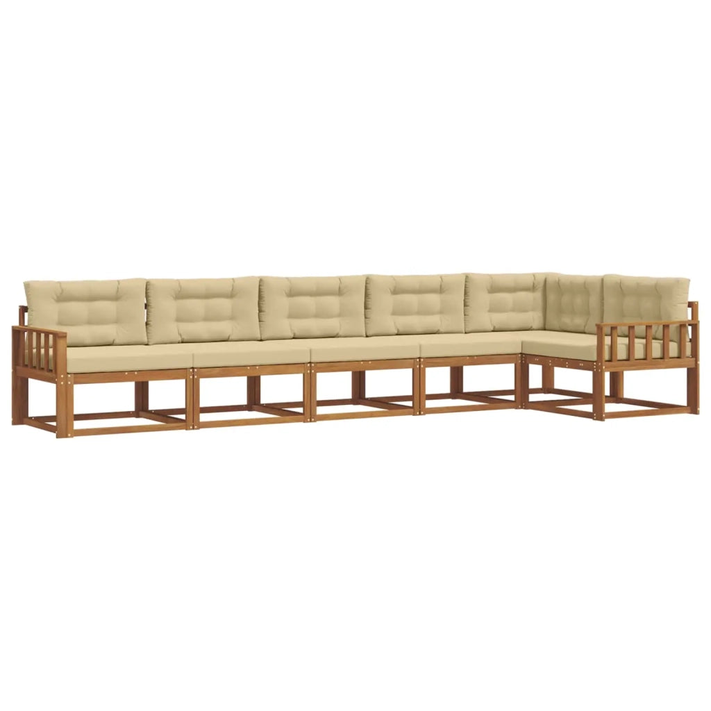 Set di divani da esterno con cuscino 6 pcs Naturale e Beige
