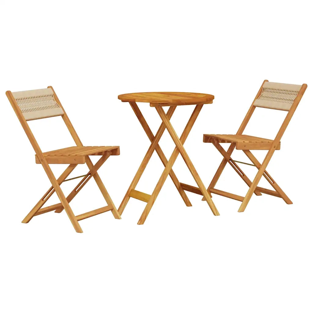 Set da Bistrot 3pz Beige in Polipropilene e Legno Massello 3281747