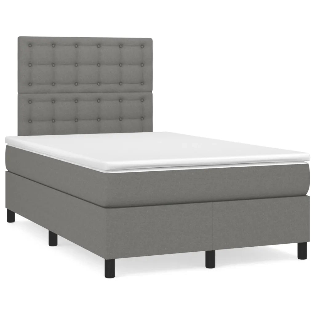 Giroletto a Molle con Materasso Grigio Scuro 120x190cm Tessuto