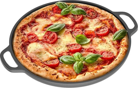Pizzapanno in ghisa - Ciotola per crostata preconfezionata - 1 pezzo - 35,5 cm - Cottura in ghisa