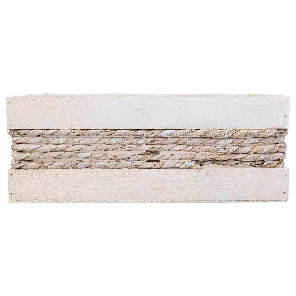 Cesto in legno e corda bianco 35x25x12/31h