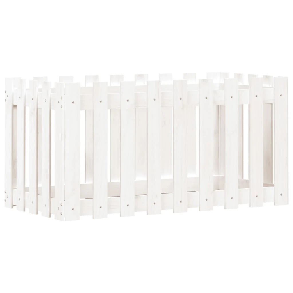 Fioriera rialzata per piante fiori terrazza giardino design del giardino con recinzione 100 x 50 x 50 cm pino bianco massiccio 02_0039788