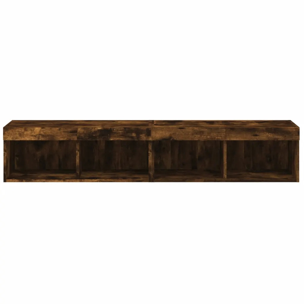 Mobili Porta TV con Luci LED 2 pz Rovere Fumo 80x30x30 cm 837150