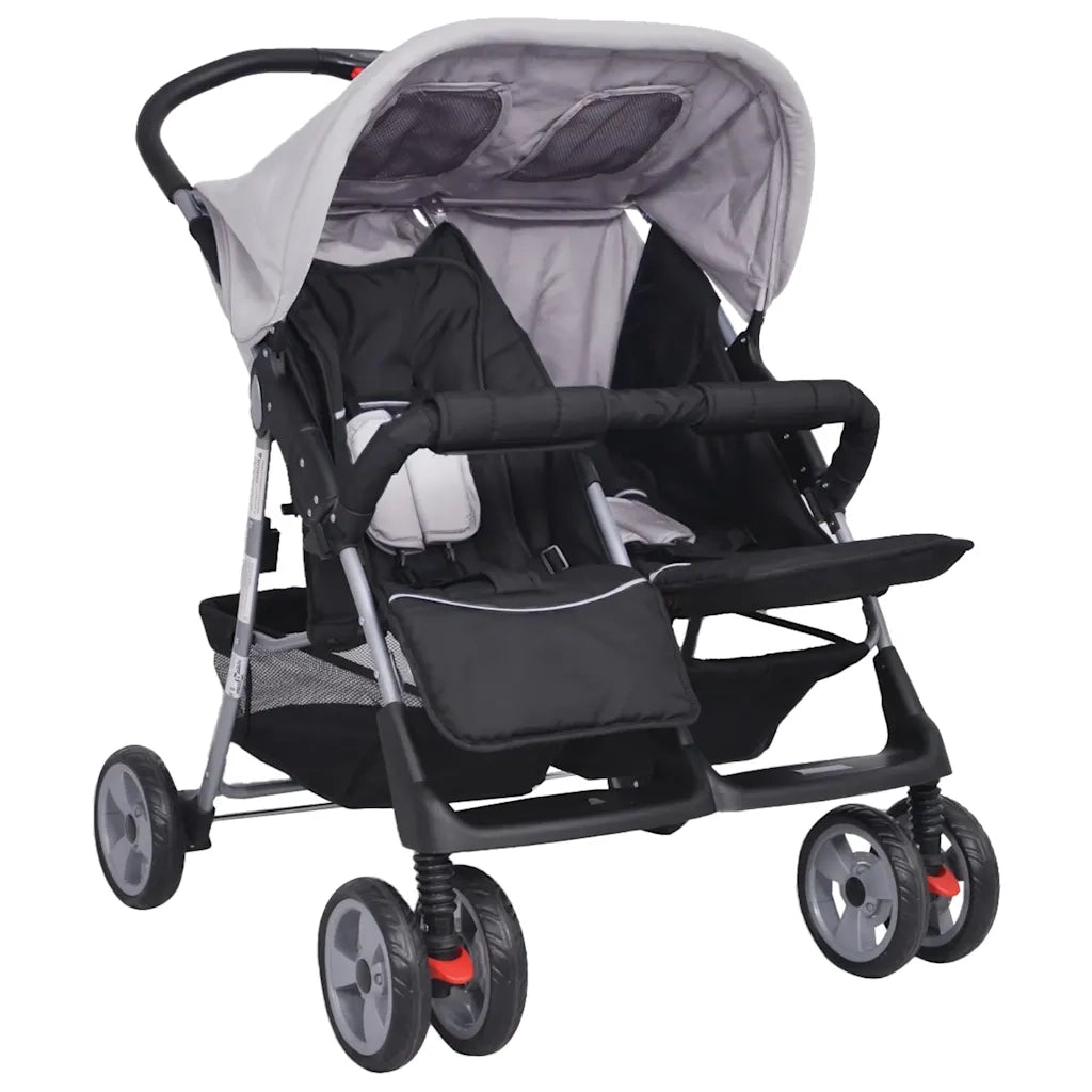 Passeggino Gemellare in Acciaio Grigio e Nero CFW1926908