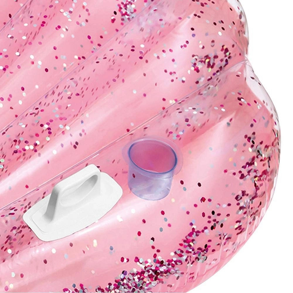 Trade Shop - Materassino Isola Gonfiabile Conchiglia Glitter Pvc Mare Piscina 178x165cm -