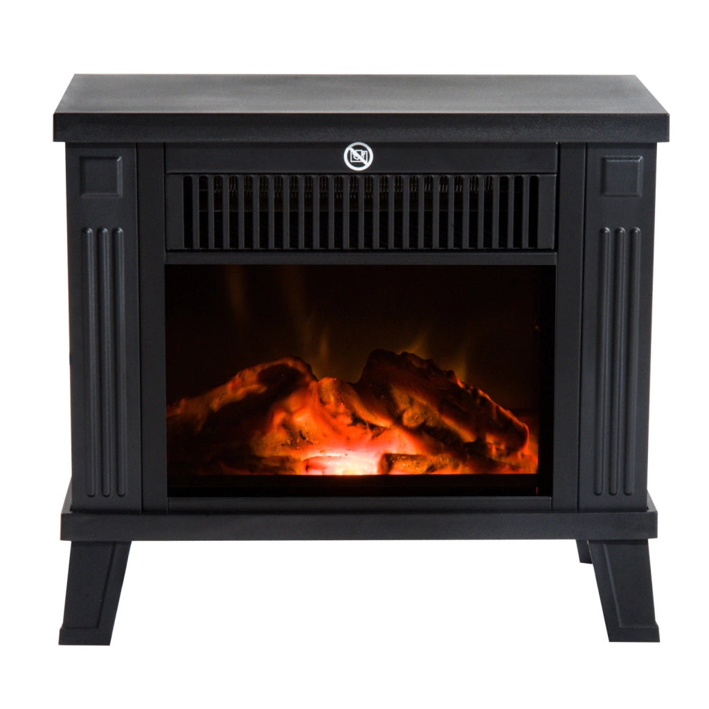 EasyComfort Camino Elettrico da Terra Moderno 600W/1200W con Effetto Fiamma, Caminetto Elettrico con Protezione da Surriscaldamento e Antiribaltamento, 34x17x31 cm, Nero