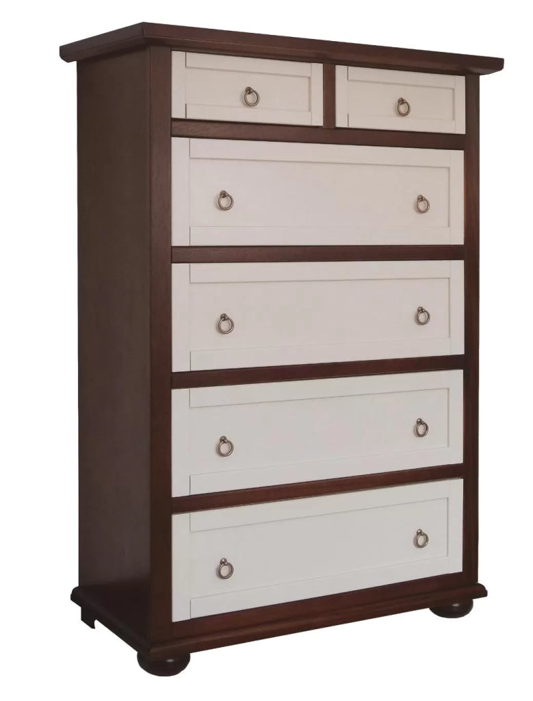 Cassettiera 6 cassetti in legno arte povera shabby chic 90x40x127 - Mobili 2G