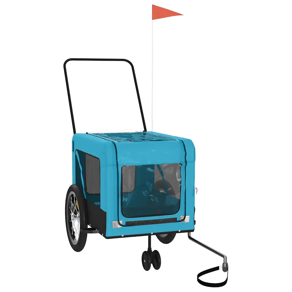 Rimorchio da Bici per Animali Blu e Nero Oxford e Ferro CFW3635562