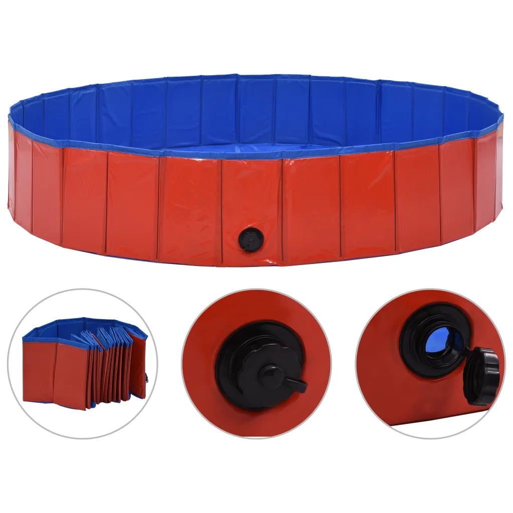Piscina per Cani Pieghevole Rossa 160x30 cm in PVC cod mxl 66317