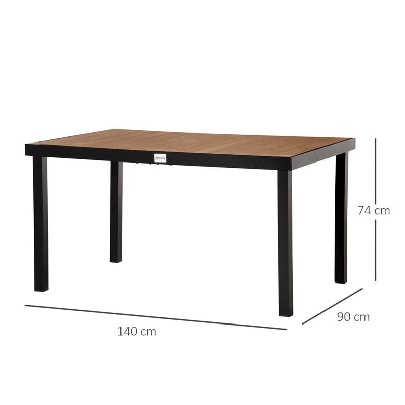 TAVOLO DA GIARDINO PER 6 PERSONE IN ALLUMINIO E PLASTICA 140X90X74 CM  NERO