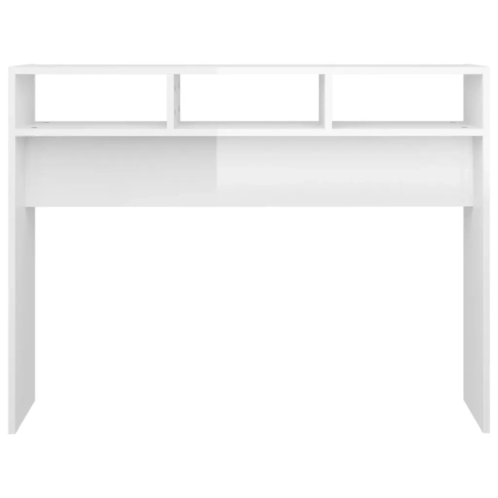 Tavolino Consolle-Tavolino da soggiorno-Tavolo Bianco Lucido 105x30x80 cm Legno Multistrato