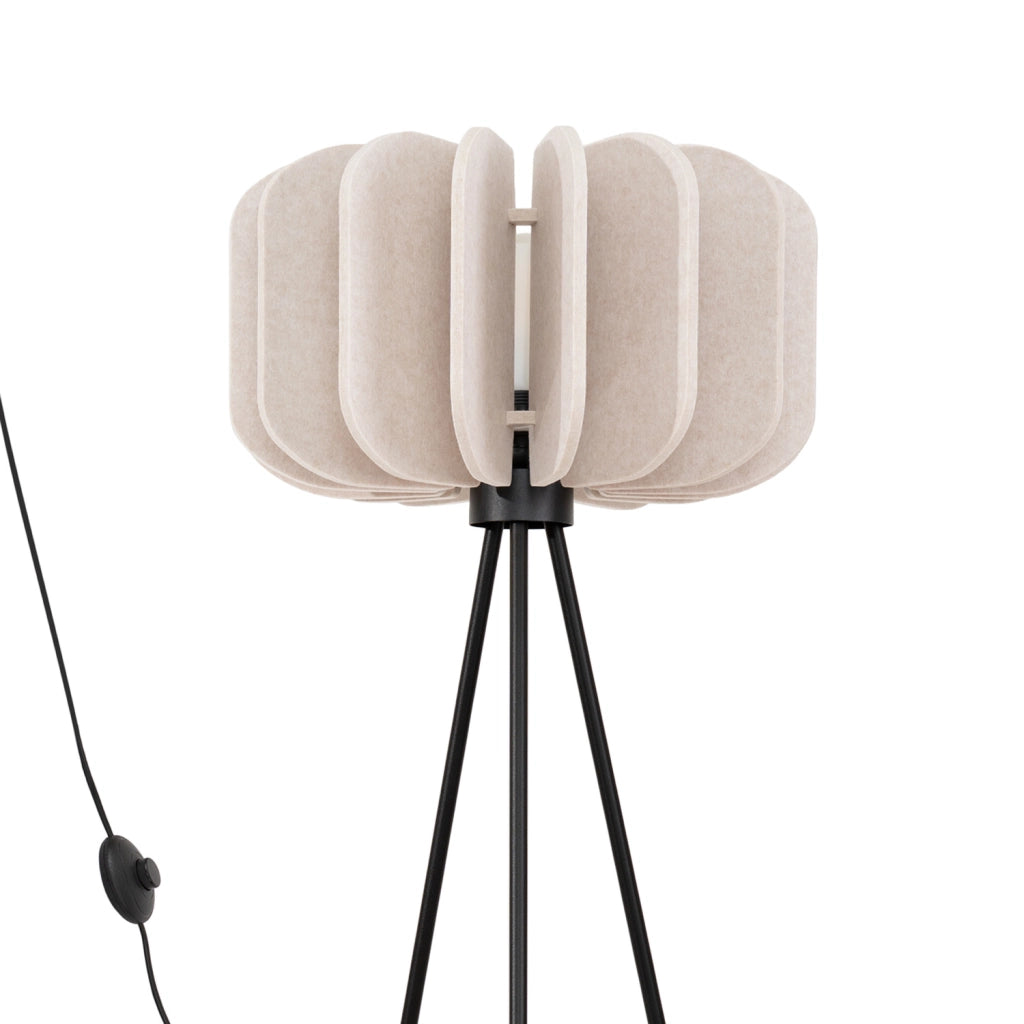 Lampada da terra treppiede in feltro beige E27 BARDEO