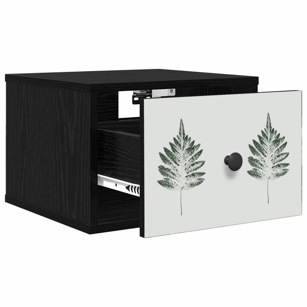 Mobiletto da comodino a parete HANAU 2 pz Rovere Nero 8007496