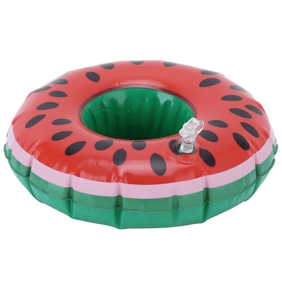 Set di contenitori per bicchieri gonfiabili da 12 - Design acqua melone - Ricettacolo per bevande - Giocattolo galleggiante - PVC - Portatile e ripiegabile - Ricettacolo galleggiante per bicchieri