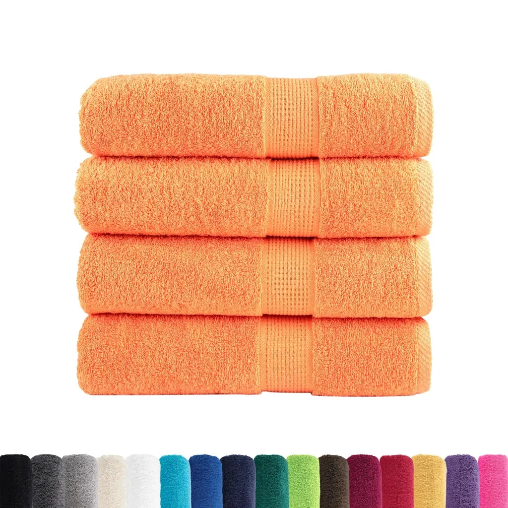 Asciugamani Doccia SOLUND 4 pz | Teli per bagno Arancioni 70x140cm 600 g/m2
