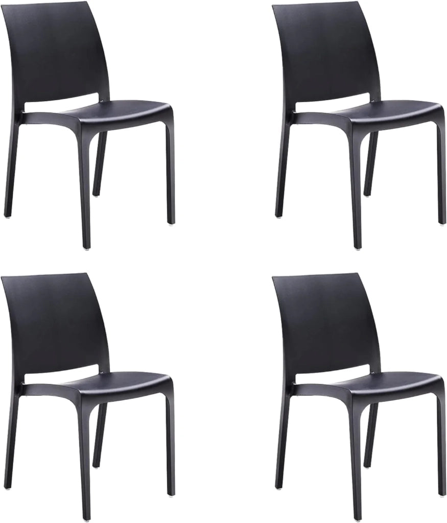 Sedia in resina impilabile made in Italy design per interno esterno SOFIA Nera 4 pz