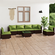 Set Divani da Giardino 7 pz con Cuscini in Polyrattan Marrone cod mxl 38990