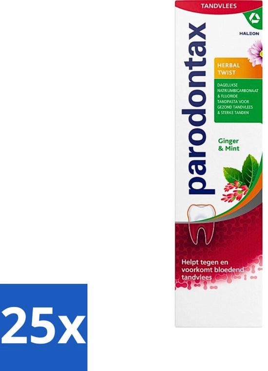 25 x Pasta per la cura delle gengive - Twist erboristico - Zenzero e Menta - 75ml - Gengive sanguinanti - Placca dentale - Gengive protettive - Zenzero - Menta - Protezione delle gengive
