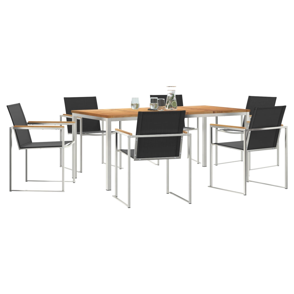 Set da Pranzo per Giardino di 7 Pezzi in Legno Massello di Teak