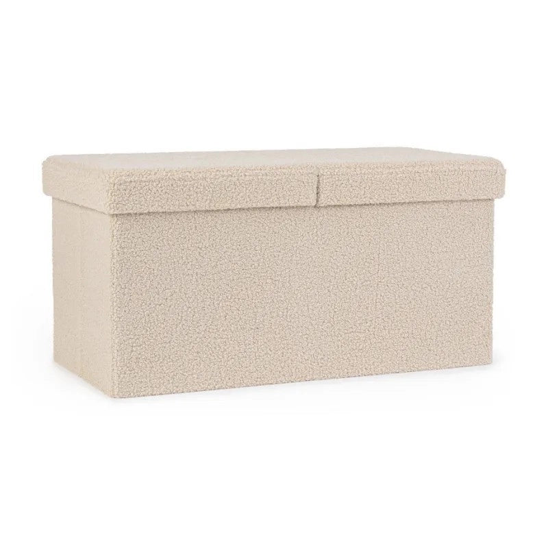 Pouf contenitore Joris con effetto bouclè beige cm 76x38x38