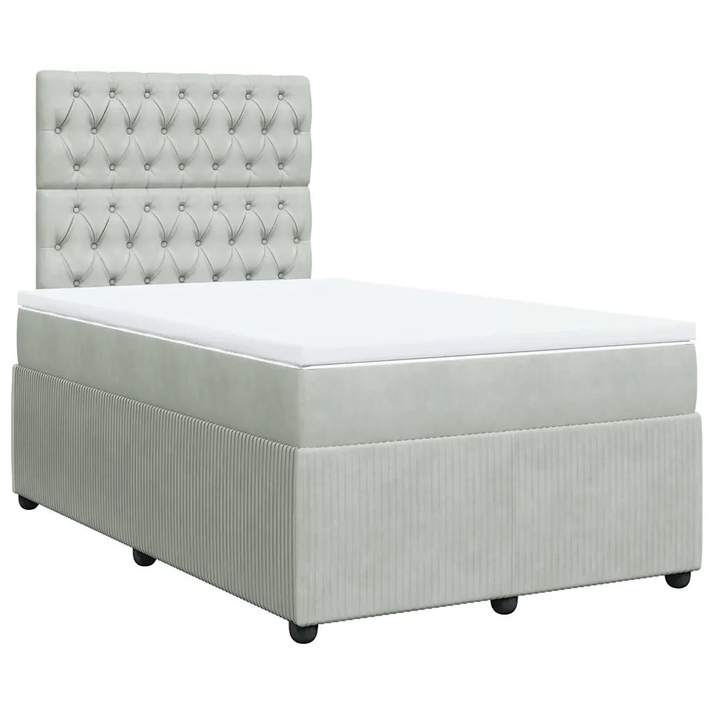 vidaXL Giroletto a Molle con Materasso Grigio Chiaro 120x190cm Velluto