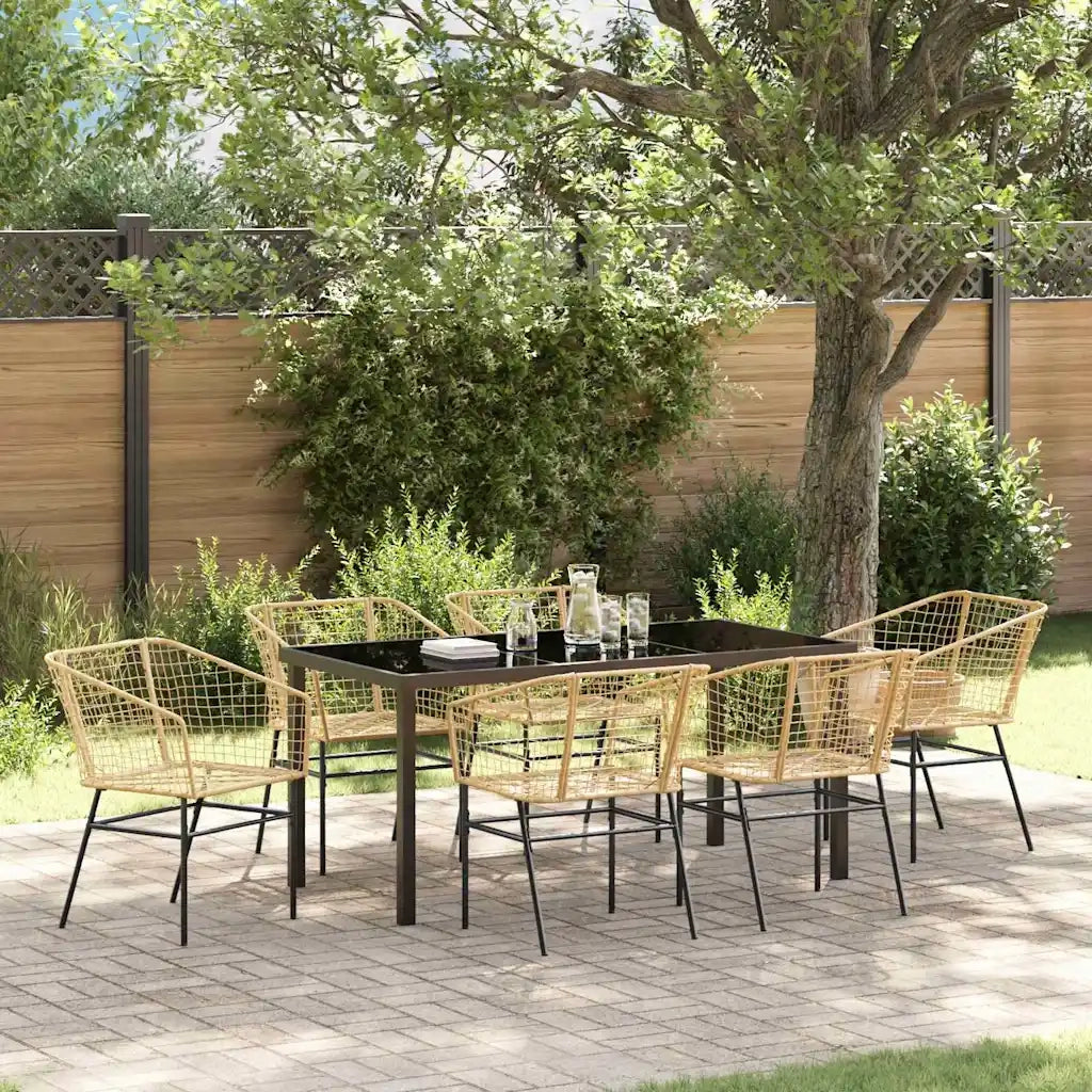 Set da Pranzo per Giardino 7 pcs Marrone polyrattan 3380901