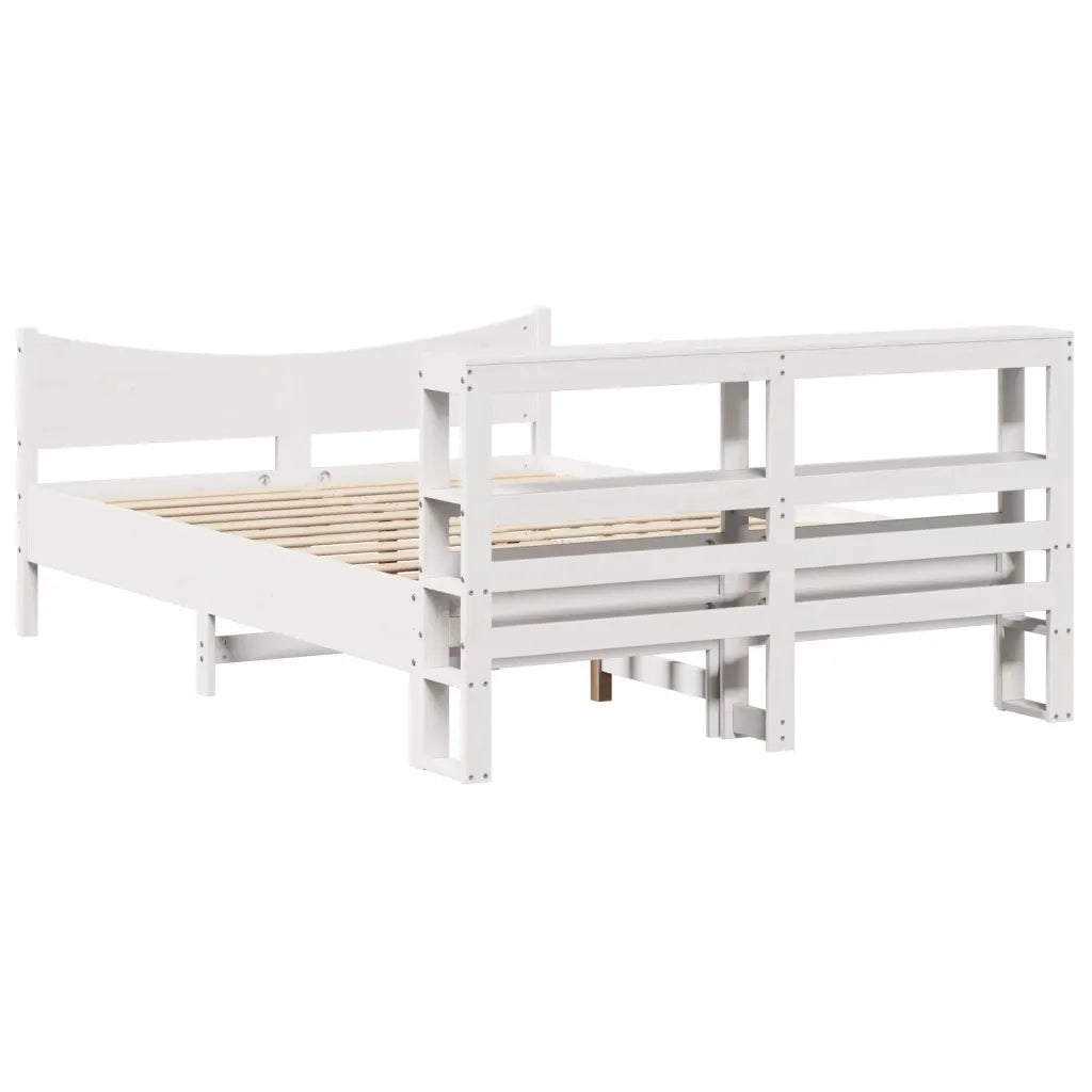 Giroletto con Testiera Bianco 140x200 cm Legno Massello di Pino