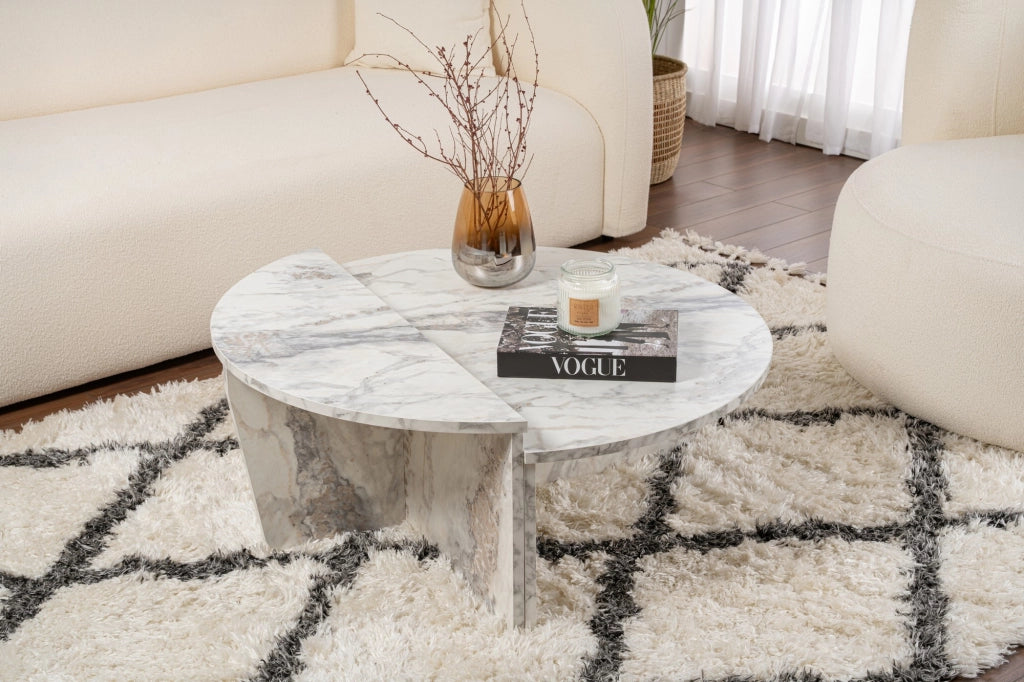 Tavolino in legno "Orion" 90 x 60 x 30 cm - marmo Fresia