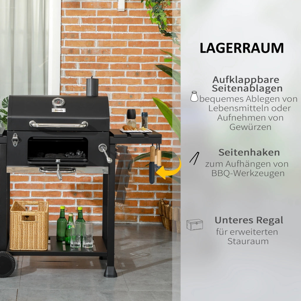 Barbecue Smoker Griglia Giardino ¨C zephmum ¨C 120x64x114 cm Nero