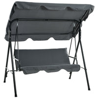 Dondolo 3 Posti con Tettuccio Regolabile 172x110x153 cm in Acciaio e Poliestere Grigio