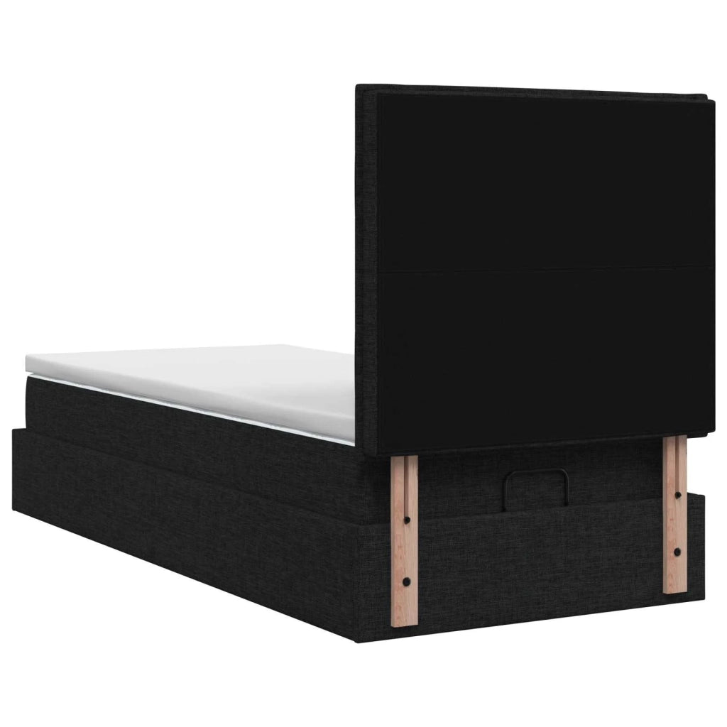 Letto Ottomano con Materasso e LED Nero 80 x 200 cm Tessuto 3457946