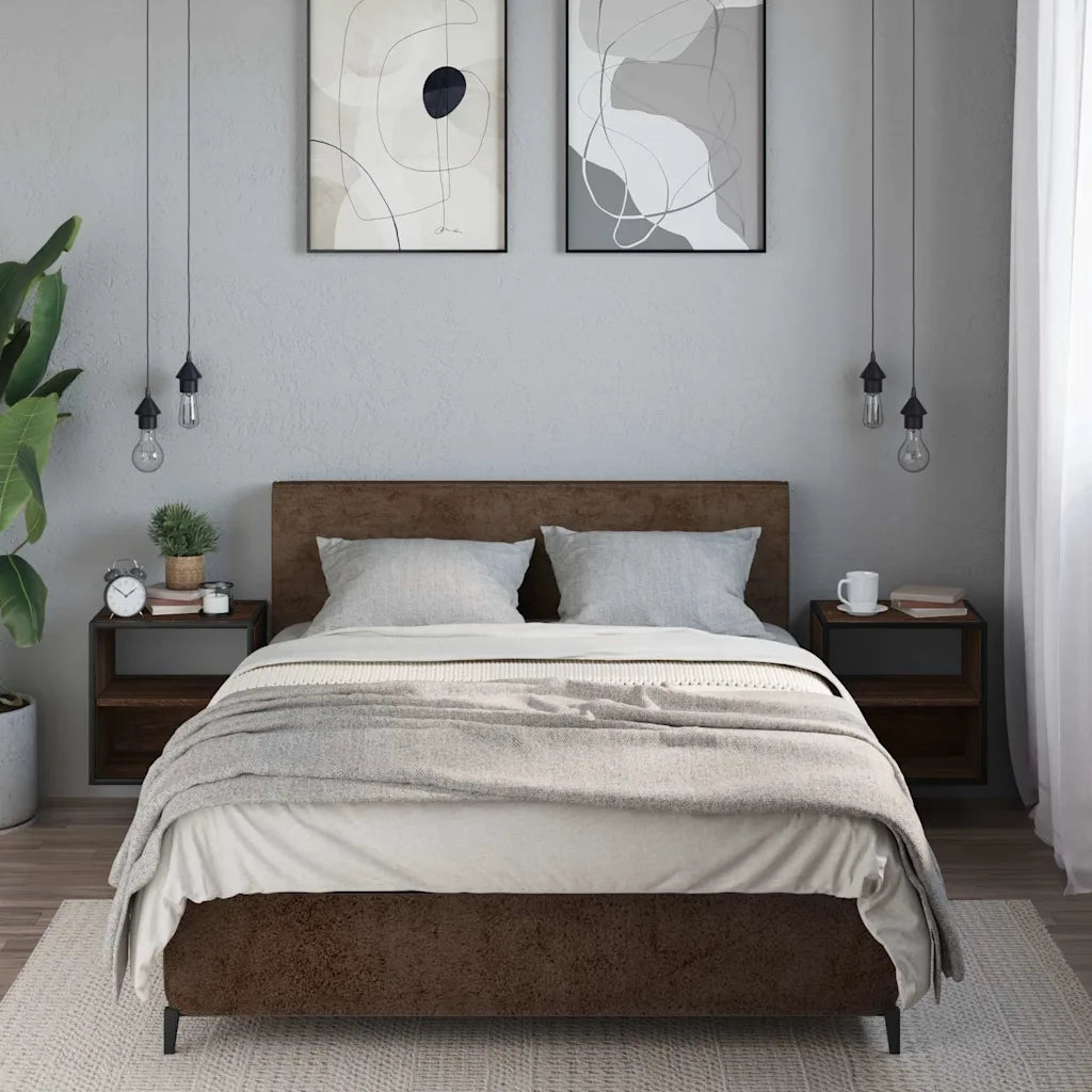 Comodini a Muro 2 pz Rovere Marrone 40x31x39,5 cm