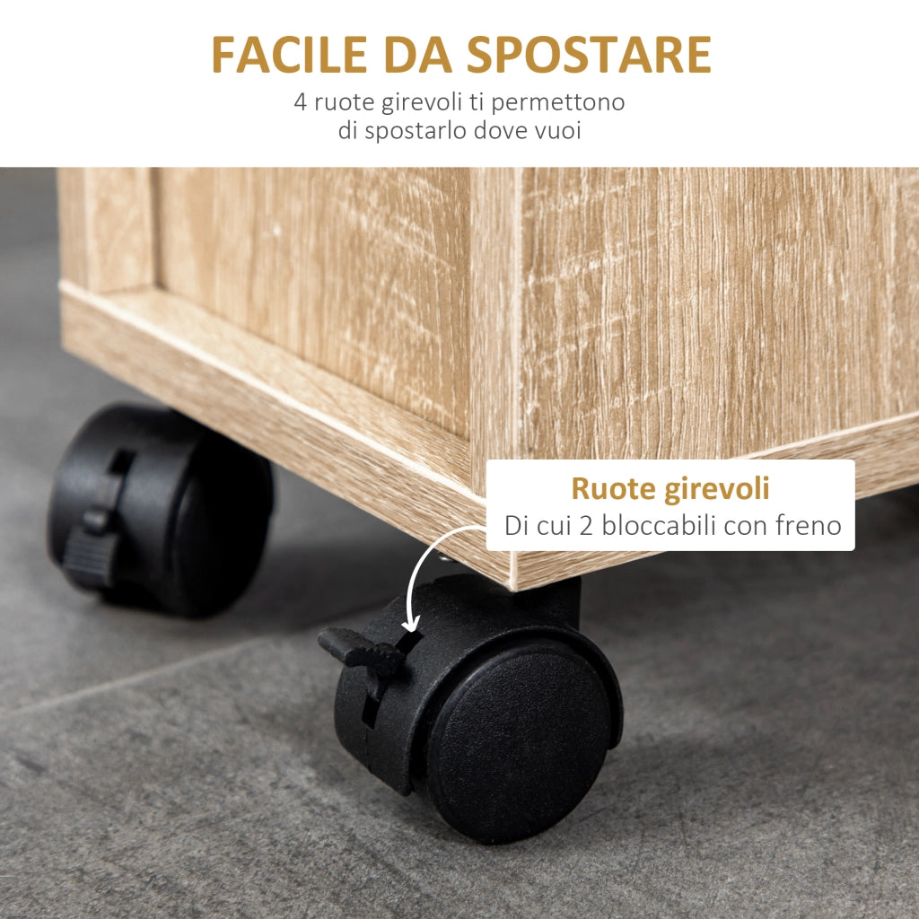 Mobile Bagno con Cassetto e Armadietto ¨C Zephmum ¨C Legno Rovere 18x30x68.5 cm