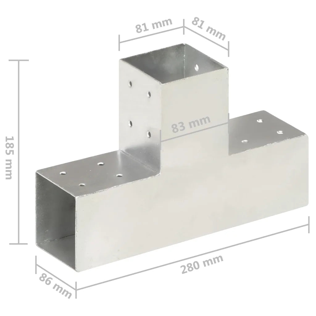 Connettore per Pali a Forma di T in Metallo Zincato 81x81 mm 145463