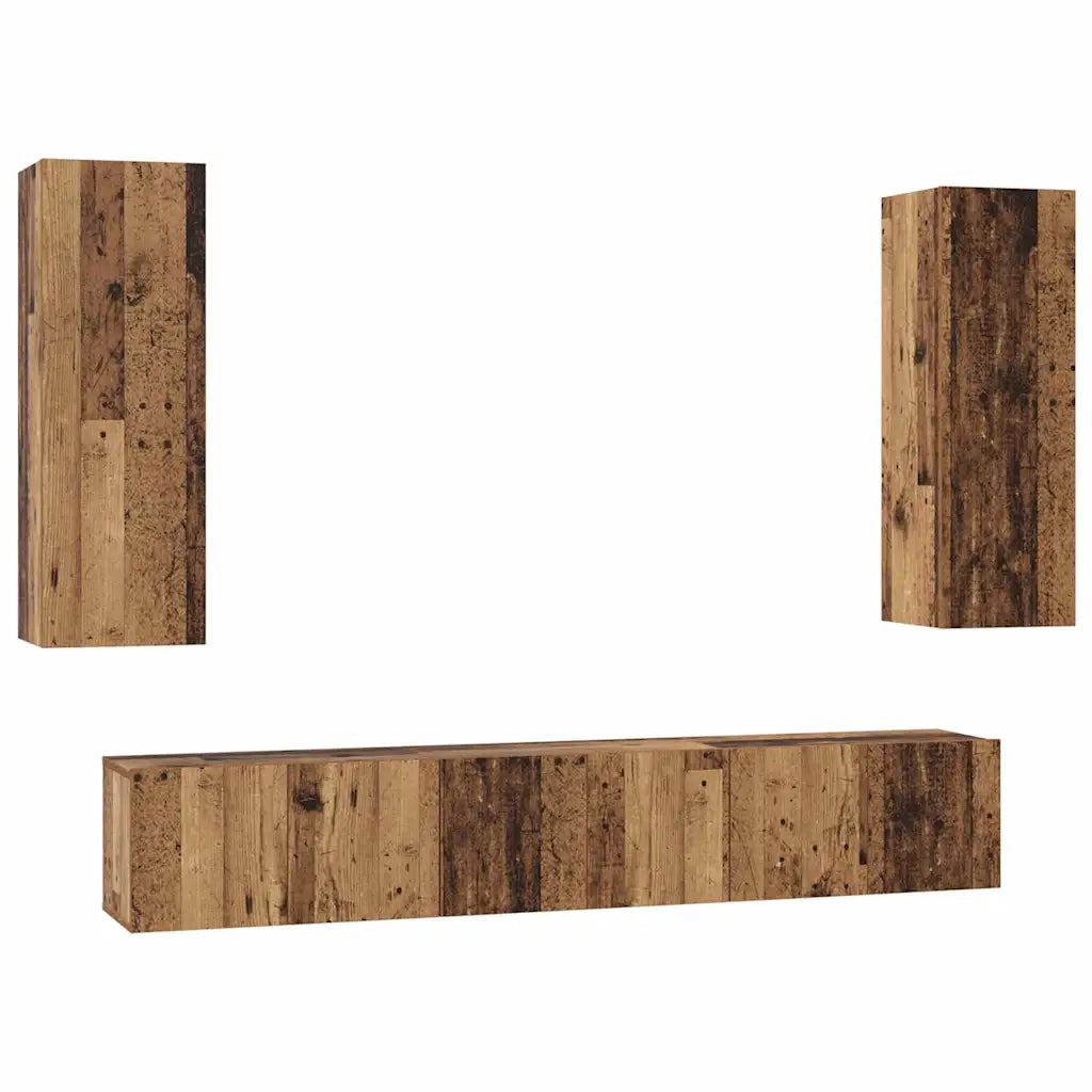 Set mobile TV 5 pz-Credenza per TV Legno vecchio Legno multistrato 449377