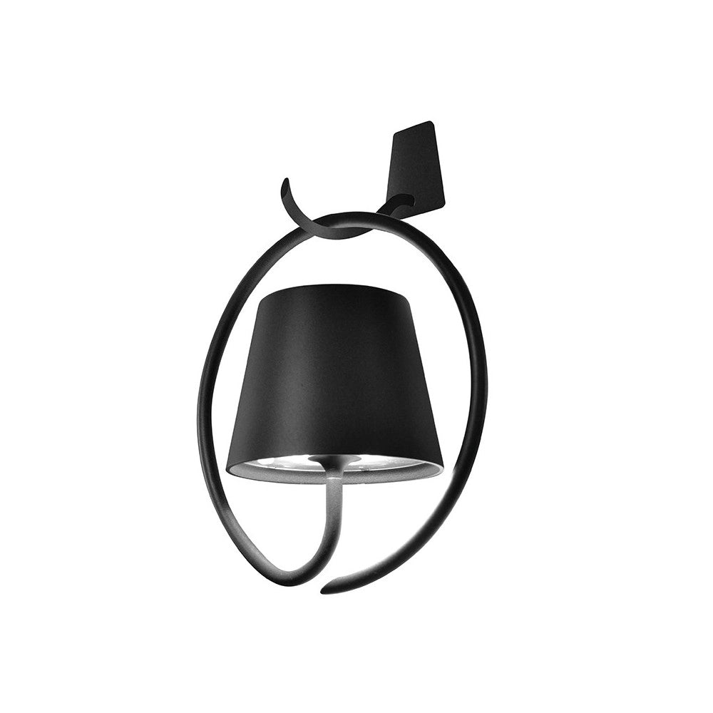 Lampada a led da Parete con Gancio Poldina Grigio Scuro ricaricabile e dimmerabile con batteria fino a 12 ore