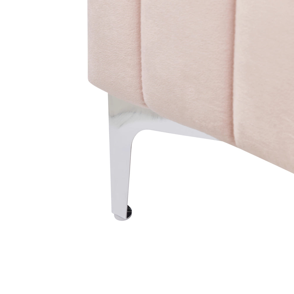 Letto in velluto rosa pastello UE Matrimoniale 140 x 200 cm Testiera Imbottita con Gambe in metallo Design moderno