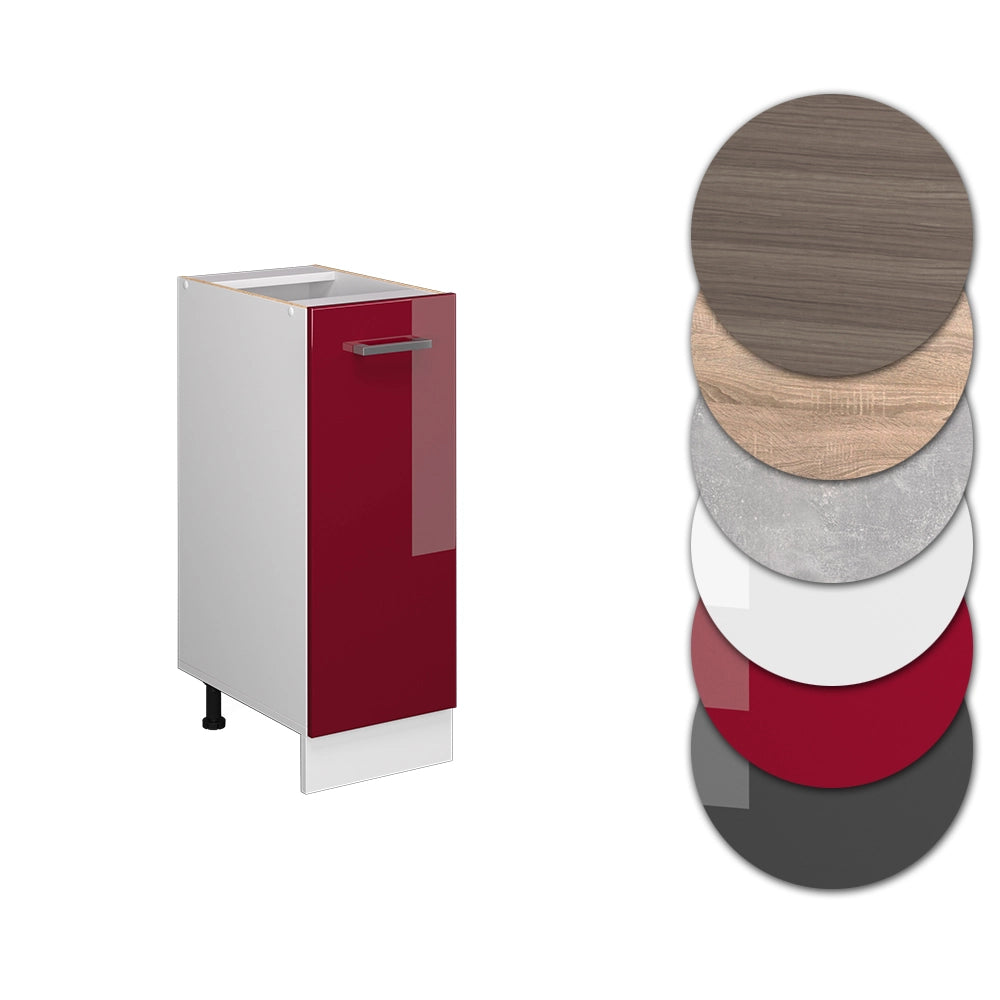 Armadio cucina dispensa alto R-Line Rosso lucido/Bianco 30 cm, PL Rovere Vicco