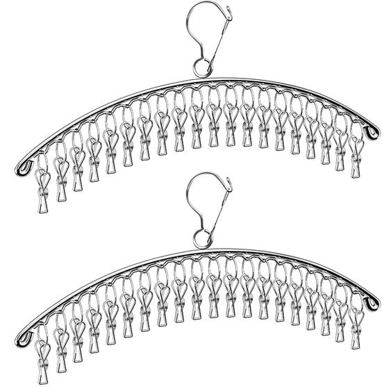 Set da asciugamento a doppia presa in acciaio inossidabile, griglia di asciugatura ermetica con 40 clip per calze, mutande, cappelli, sciarpe, asciugamani e calzature
