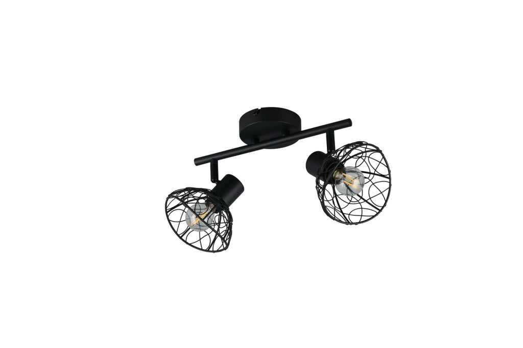 Faretto soffitto industriale nero gabbia 2xE14 YAKO RL