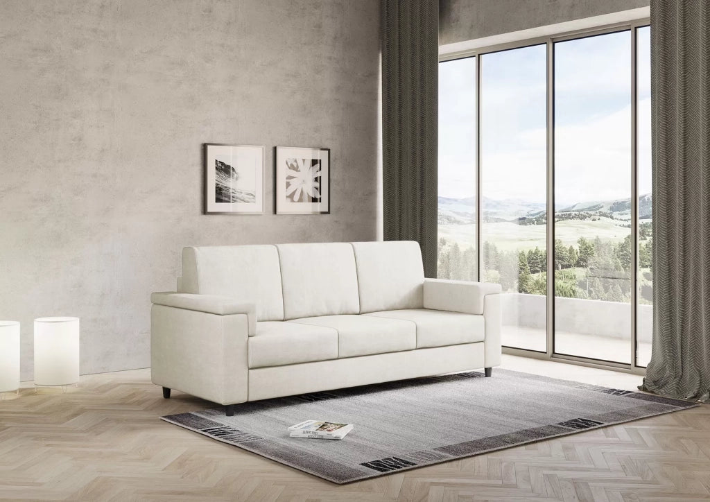 Divano marrak 3 posti (tre sedute da 60cm) misure esterne l.208cm | latte - Mobili 2G