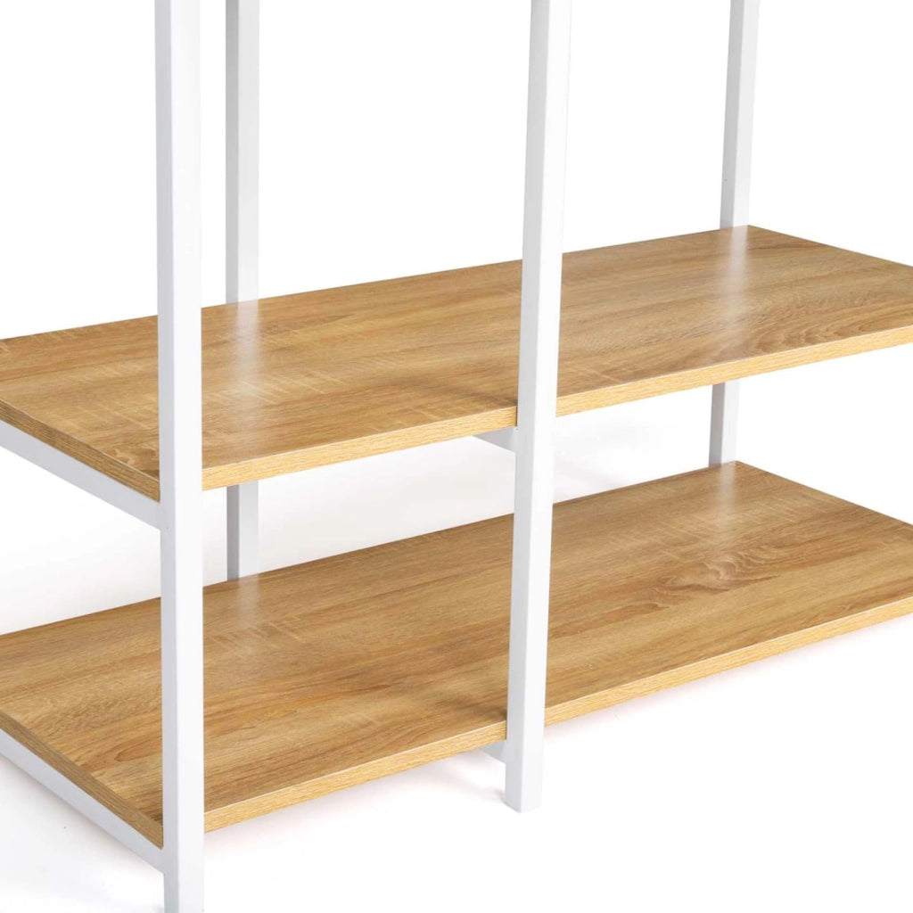 Armadio con ripiani L. 90 cm DETROIT design industriale legno e metallo bianco