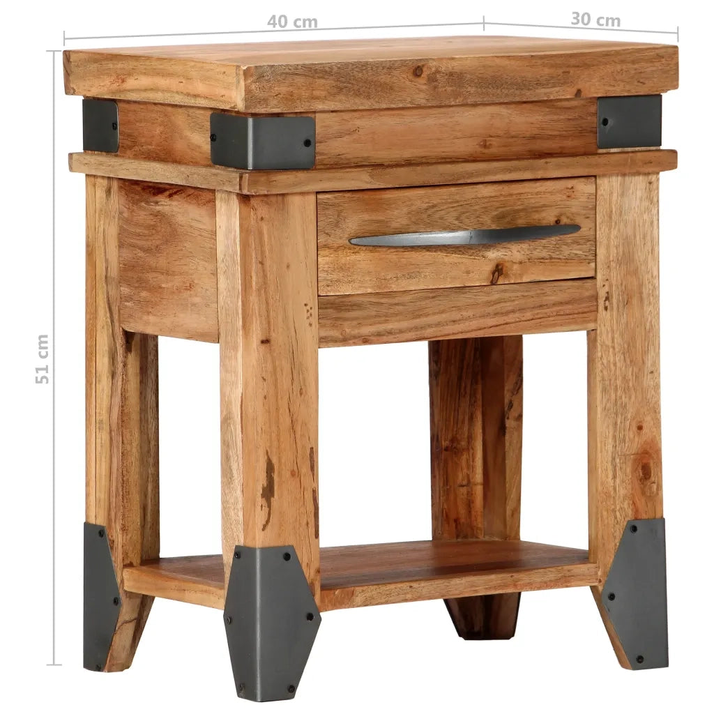 Comodino 40x30x51 cm in Legno Massello di Acacia 282749