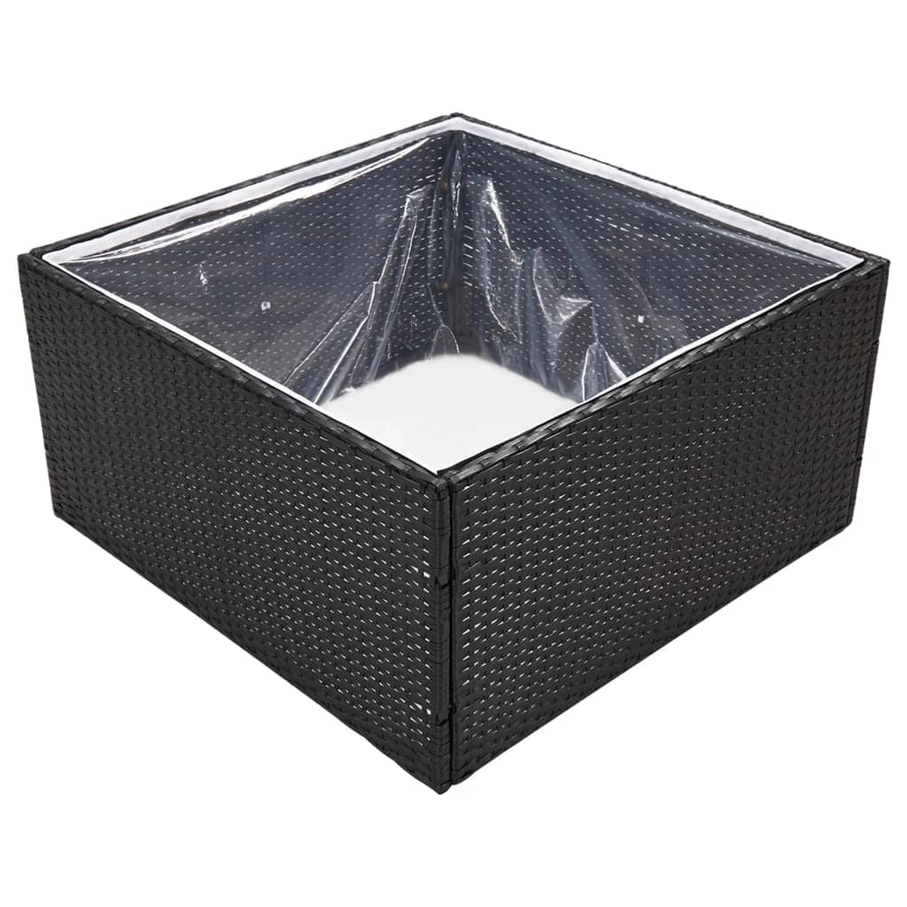 Fioriera rialzata per piante fiori patio giardino 80 x 80 x 40 cm resina intrecciata nera 02_0037909